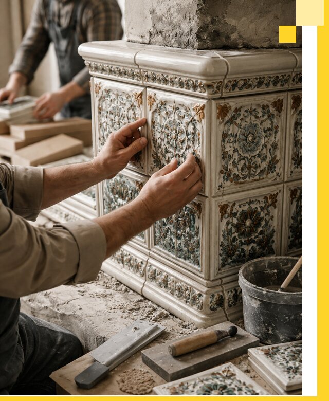 Изразцовые камины под ключ в Вичуге: проект и монтаж