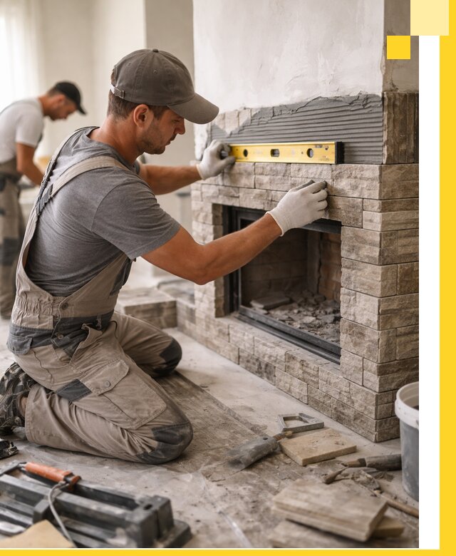 Облицовка каминов в Вичуге, монтаж и отделка натуральным камнем