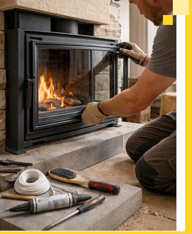 Производство, монтаж и доставка каминов со стеклом в Вичуге