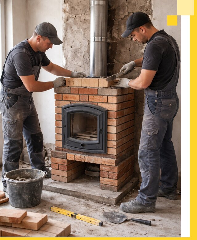 Монтаж печи камина под ключ в Вичуге с гарантией и пусконаладкой