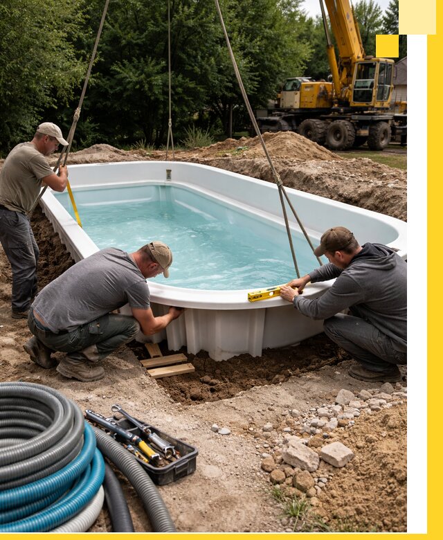 Установка и монтаж композитных бассейнов под ключ в Вичуге