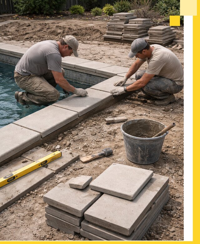Установка и изготовление копингового камня для бассейнов в Вичуге