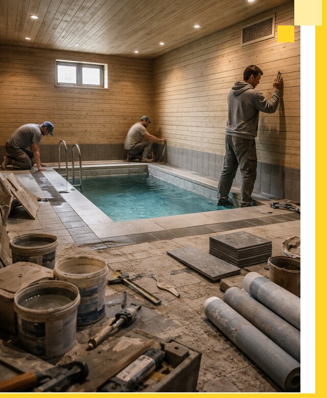 Строительство бани с бассейном и сауной под ключ в Вичуге