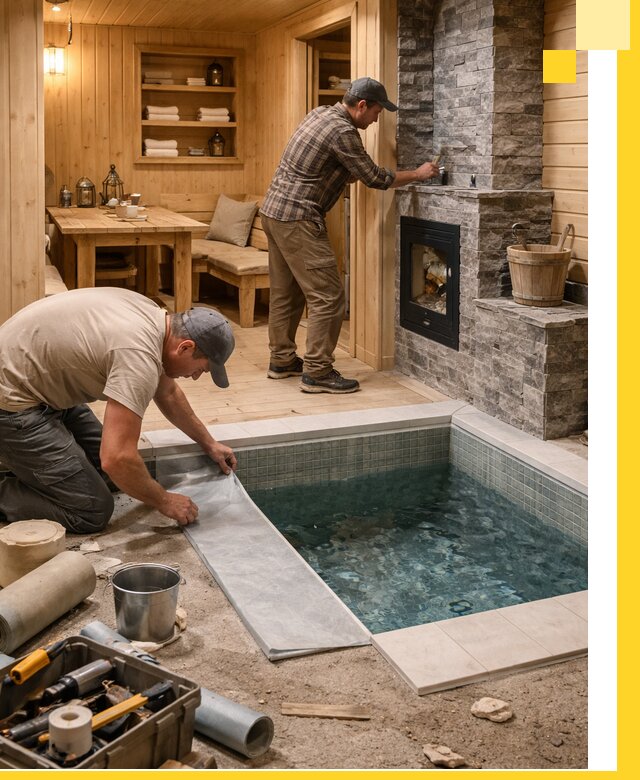 Строительство бань с комнатой отдыха под ключ в Вичуге