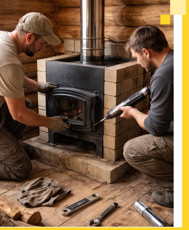 Монтаж и установка печи в бане под ключ с гарантией в Вичуге