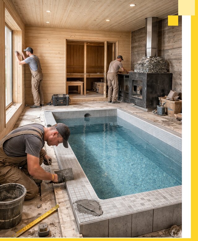 Проект бани с бассейном и сауной в Вичуге под ключ