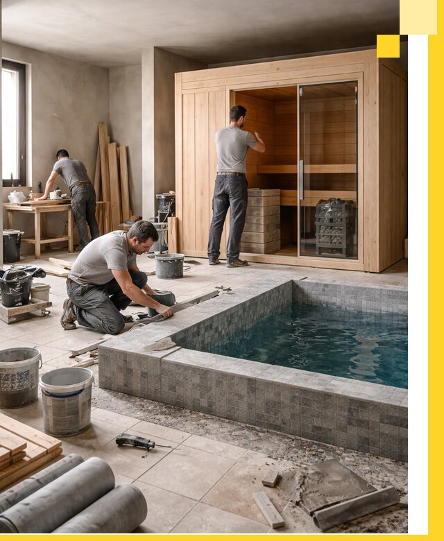 SPA зоны под ключ с бассейном сауной и печью в Вичуге